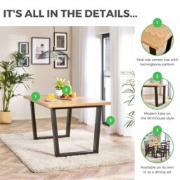 FurnitureboxUK Cotswold Rectangular 6-Seater Oak Coloured Wooden Dining Table With Black Wooden Legs in Light Oak - thumbnail 2