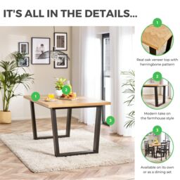 FurnitureboxUK Cotswold Rectangular 6-Seater Oak Coloured Wooden Dining Table With Black Wooden Legs in Light Oak - thumbnail 9