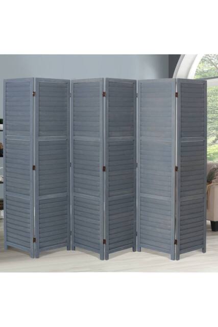 Living and Home H170*L240CM Folding Solid Wood Room Divider Privacy Screen for Home in Grey - image 1
