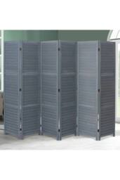 Living and Home H170*L240CM Folding Solid Wood Room Divider Privacy Screen for Home in Grey - thumbnail 3