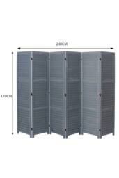 Living and Home H170*L240CM Folding Solid Wood Room Divider Privacy Screen for Home in Grey - thumbnail 6