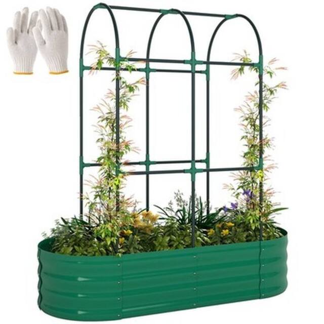 NESTLUNE 4 x 2 x 4.6ft Galvanised Raised Garden Bed in Green - Size: 1.25kg - image 1