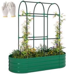 NESTLUNE 4 x 2 x 4.6ft Galvanised Raised Garden Bed in Green - Size: 1.25kg
