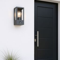 CGC Lighting Marina Black E27 Outdoor PIR Motion Sensor Wall Light Box Lantern Clear Diffuser IP44 - thumbnail 7