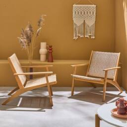 sweeek Pair Of Chairs In Acacia Wood & Resin in Light Brown - thumbnail 4