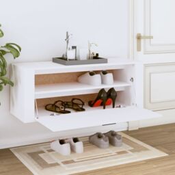 Berkfield Home Wall Shoe Cabinet White 100x35x38 cm Engineered Wood - Size: 100 x 35 x 38 cm - thumbnail 3