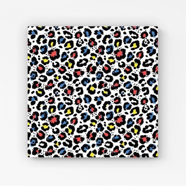 Warren Reed - Designer Coloured Leopard Print Canvas in Blue - Size: w40 inch x h40 inch - image 1