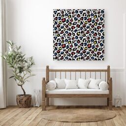 Warren Reed - Designer Coloured Leopard Print Canvas in Blue - Size: w40 inch x h40 inch - thumbnail 3