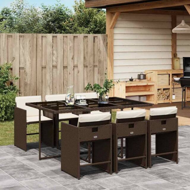 Berkfield Home Garden Dining Set - Brown, Cream White, Black in Brown - image 1