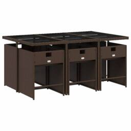 Berkfield Home Garden Dining Set - Brown, Cream White, Black in Brown - thumbnail 3