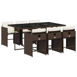 Berkfield Home Garden Dining Set - Brown, Cream White, Black in Brown - thumbnail 2