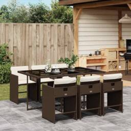 Berkfield Home Garden Dining Set - Brown, Cream White, Black in Brown