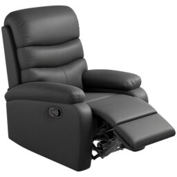 HOMCOM Reclining Chair with Padded Armrest & Retractable Footrest Black - thumbnail 2