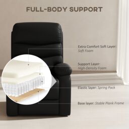 HOMCOM Reclining Chair with Padded Armrest & Retractable Footrest Black - thumbnail 5