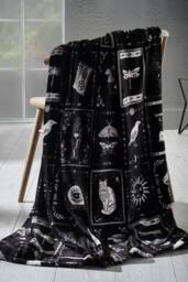 Catherine Lansfield Halloween Enchanted Witchcraft Cosy Fleece Blanket Throw in Black - Size: 130 cm x 170 cm