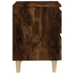 Berkfield Home Bed Cabinet with Solid Wood Legs Smoked Oak 40x35x50 cm in Brown - Size: 40 x 35 x 50 cm - thumbnail 6