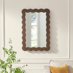 FurnitureboxUK Wiggle Walnut Wood Medium Rectangle 90x60cm Wall Mirror - Size: 90x60 cm - thumbnail 2