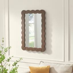 FurnitureboxUK Wiggle Walnut Wood Medium Rectangle 90x60cm Wall Mirror - Size: 90x60 cm - thumbnail 1