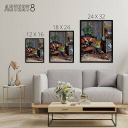 "Artery8 Lucius Rossi Young Woman Reading Framed Canvas Wall Art Print - Size: W12"" x H16""" - thumbnail 4