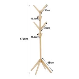 Rafaelo Mobilia Wooden Coat Stand With 8 Hooks in White - thumbnail 5