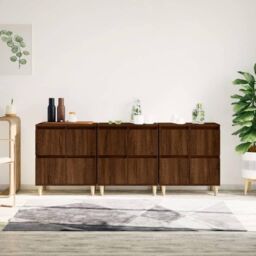 Sideboards 3 pcs Brown Oak 60x35x70 cm Engineered Wood - thumbnail 1