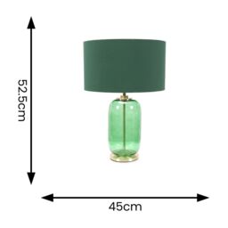 ValueLights Leigh Fabric Drum Shade with Forest Green Glass & Gold Trim Table Lamp in Bottle Green - thumbnail 4