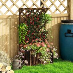Hinsinc Wooden Raised Planter Box Trellis with Drainage Holes in Brown - Size: 100g - thumbnail 5