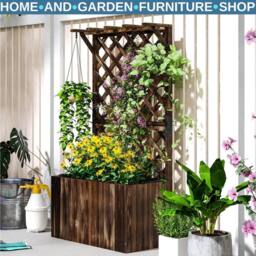 Hinsinc Wooden Raised Planter Box Trellis with Drainage Holes in Brown - Size: 100g - thumbnail 3