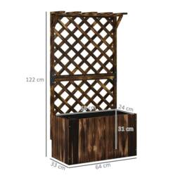 Hinsinc Wooden Raised Planter Box Trellis with Drainage Holes in Brown - Size: 100g - thumbnail 2