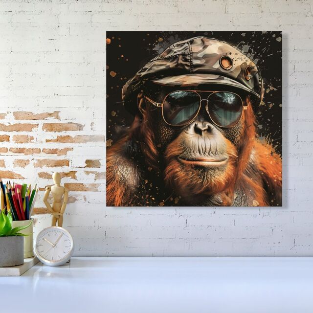 Warren Reed - Designer Cool Orangutan Canvas in Brown - Size: w10 inch x h10 inch - image 1