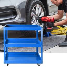 EONLION 3 Tier Tool Storage Garage Trolley Workshop Cart Shelf in Blue - Size: 1000mm × 2000mm - thumbnail 1