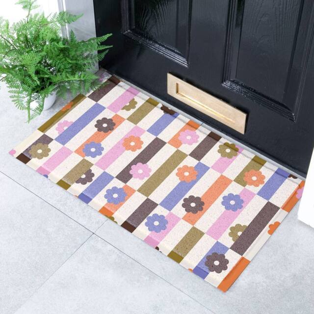 Artsy Mats Elizabeth Olwen Petal Stripes Indoor/Outdoor Doormat (70x40cm) in Purple - Size: 40 cm x 70 cm - image 1