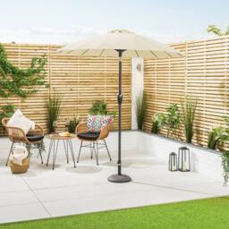 Christow 2m Shanghai Parasol Garden Umbrella Tilting Sunshade UV Resistant in Cream - thumbnail 2