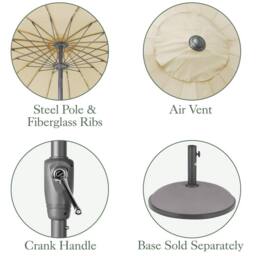 Christow 2m Shanghai Parasol Garden Umbrella Tilting Sunshade UV Resistant in Cream - thumbnail 6