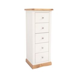 Cabinet Bits Trevi 5 Drawer Narrow Chest of Drawers Chrome Knob in Off-White - thumbnail 2
