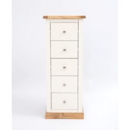 Cabinet Bits Trevi 5 Drawer Narrow Chest of Drawers Chrome Knob in Off-White