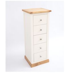 Cabinet Bits Trevi 5 Drawer Narrow Chest of Drawers Chrome Knob in Off-White - thumbnail 3