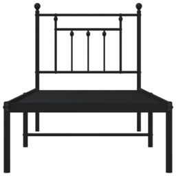 Berkfield Home Metal Bed Frame without Mattress with Headboard Black 75x190cm - Size: 75x190 cm - thumbnail 6