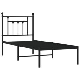 Berkfield Home Metal Bed Frame without Mattress with Headboard Black 75x190cm - Size: 75x190 cm - thumbnail 5