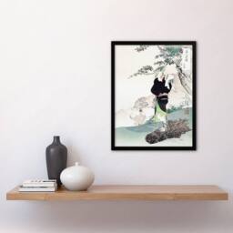 Artery8 Ogata Gekko Framed Wall Art Print Woman Picking Mountain Cherry in Green - Size: A4 - thumbnail 2