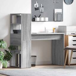 Berkfield Home Desk with Storage Grey Sonoma 113x54x120 cm Engineered Wood - Size: 113 x 54 x 120 cm - thumbnail 2