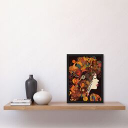 Artery8 Kandinsky Inspired Woman Portrait Modern Folk Art Artwork Framed Wall Art Print A4 in Black - thumbnail 2