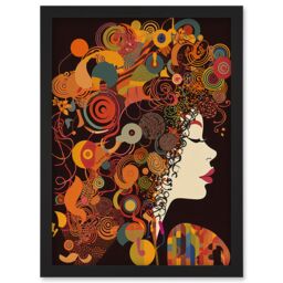 Artery8 Kandinsky Inspired Woman Portrait Modern Folk Art Artwork Framed Wall Art Print A4 in Black - thumbnail 1
