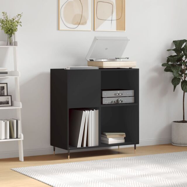 Berkfield Home Record Cabinet Black 84.5x38x89 cm Engineered Wood - image 1