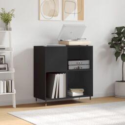 Berkfield Home Record Cabinet Black 84.5x38x89 cm Engineered Wood