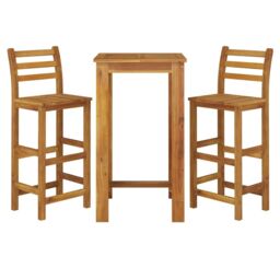 Berkfield Home 3 Piece Garden Bar Set Solid Wood Acacia in Brown - thumbnail 3