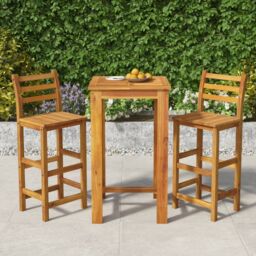 Berkfield Home 3 Piece Garden Bar Set Solid Wood Acacia in Brown - thumbnail 1