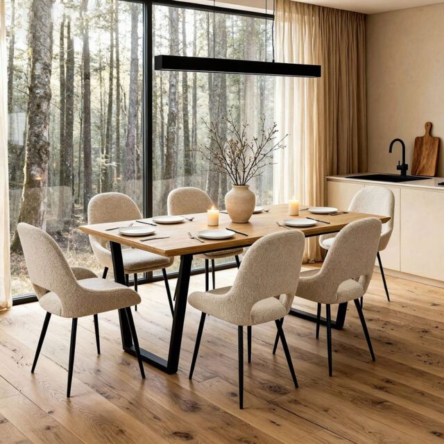 Home Garden Direct ATLAS - Oak-effect Dining Table - 6 seats - 160x90cm in Light Oak - Size: 160x90 cm - image 1