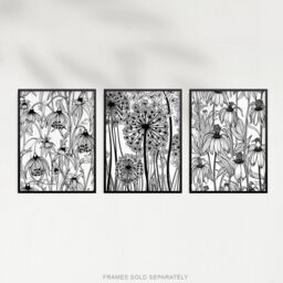 Artery8 Set of 3 Elegant Fritillaria & Allium Black & White Flowers Artwork Wildflower Unframed Wall Art Living Room Poster Prints Pack - Size: A4 - thumbnail 5