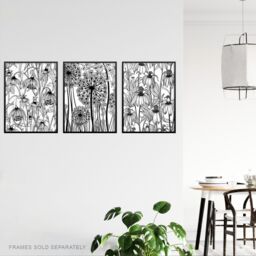 Artery8 Set of 3 Elegant Fritillaria & Allium Black & White Flowers Artwork Wildflower Unframed Wall Art Living Room Poster Prints Pack - Size: A4 - thumbnail 3